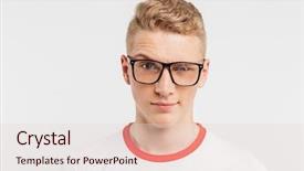  Presentation with teenage - Cool new PPT layouts with geek - image closeup of blond teenage backdrop and a lemonade colored foreground