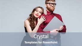  Presentation with geek - PPT theme featuring geek - pretty woman from back background and a light blue colored foreground