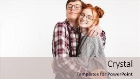  Presentation with school - Beautiful slide set featuring geek - smiling couple of school nerds backdrop and a mint green colored foreground