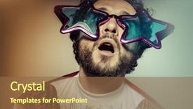  Presentation with geek - Amazing theme having geek man with glasses backdrop and a tawny brown colored foreground