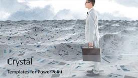  Presentation with sea - Beautiful theme featuring geeks paper - businessman holding briefcase in sea backdrop and a  colored foreground