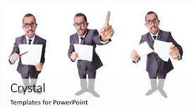  Presentation with scroll paper isolated on white - PPT theme having geeks paper - funny businessman isolated background and a white colored foreground