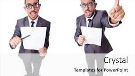  Presentation with funny cow on cow farm - PPT layouts consisting of geeks paper - funny businessman isolated background and a white colored foreground