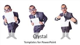  Presentation with funny - Presentation with geeks paper - funny businessman isolated background and a white colored foreground