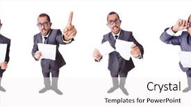  Presentation with urine of funny - Colorful PPT layouts enhanced with geeks paper - funny businessman isolated backdrop and a white colored foreground