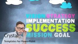  Presentation with handball champions league cup - Slides with geeks paper - geeky businessman eavesdropping with cup background and a light blue colored foreground