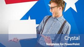  Presentation with american flag - PPT layouts enhanced with geeks paper - geeky hipster showing a card background and a ocean colored foreground