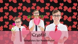  Presentation with red roses rose garden - Amazing theme having geeks paper - smiling nerd men holding red backdrop and a coral colored foreground