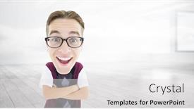  Presentation with holographic - Cool new PPT layouts with geeky businessman against room with holographic cloud backdrop and a light gray colored foreground