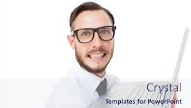  Presentation with laptop computers around the world backgroun - Presentation theme enhanced with geeky businessman holding his laptop on white background background and a sky blue colored foreground