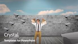  Presentation with paper bag vs plastic bags - Colorful slide set enhanced with geeky businessman holding paper bags backdrop and a gray colored foreground