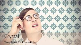  Presentation with head - Slide set having geeky businessman scratching his head background and a lemonade colored foreground