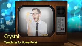  Presentation with shimmering - Beautiful PPT theme featuring geeky businessman shouting at telephone against shimmering light design over boards backdrop and a wine colored foreground