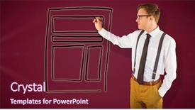  Presentation with reading and writing - Cool new PPT theme with geeky businessman writing with marker backdrop and a tawny brown colored foreground