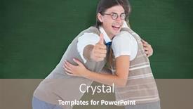  Presentation with green chalkboard - Slide deck having geeky hipster couple hugging against green chalkboard background and a coral colored foreground