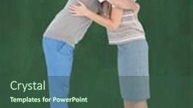  Presentation with green chalkboard - Colorful slide set enhanced with geeky hipster couple hugging against green chalkboard backdrop and a ocean colored foreground