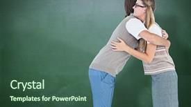  Presentation with green chalkboard - Cool new slides with geeky hipster couple hugging against green chalkboard backdrop and a ocean colored foreground