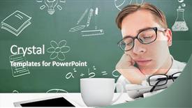  Presentation with green-chalkboard - PPT theme with geeky hipster falling asleep background and a  colored foreground
