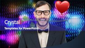  Presentation with disco - Audience pleasing PPT theme consisting of geeky hipster holding rose between teeth against digitally generated cool disco design backdrop and a royal blue colored foreground