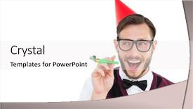  Presentation with society party - Cool new PPT theme with geeky hipster in party hat backdrop and a white colored foreground