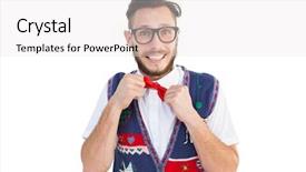  Presentation with white christmas - Slides featuring geeky hipster wearing christmas vest background and a white colored foreground