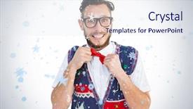  Presentation with christmas at the movies - PPT theme consisting of geeky hipster wearing christmas vest background and a sky blue colored foreground