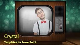  Presentation with shimmering - Beautiful slide deck featuring geeky young hipster looking at camera against shimmering light design over boards backdrop and a wine colored foreground