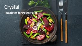  Presentation with vegetarian - Beautiful slide deck featuring geen beans pecans red orange backdrop and a dark gray colored foreground