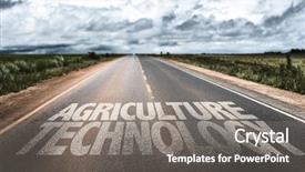  Presentation with agriculture technology - Amazing PPT theme having geen tech - agriculture technology written on rural backdrop and a gray colored foreground