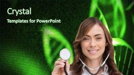  Presentation with tech - Audience pleasing slide deck consisting of geen tech - composite image of happy brunette backdrop and a wine colored foreground