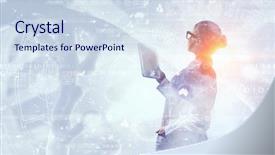  Presentation with tech science - PPT layouts consisting of geen tech - innovative technologies in science background and a  colored foreground