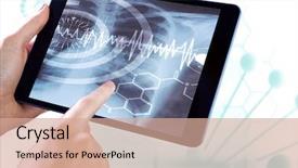  Presentation with medical dna - Beautiful theme featuring geen tech - man using tablet pc backdrop and a coral colored foreground