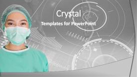  Presentation with tech - Presentation theme enhanced with geen tech - portrait of surgeon woman background and a gray colored foreground