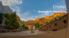  Presentation with mystic - Amazing presentation design having geghard-monastery-armenia-august-04 backdrop and a teal colored foreground