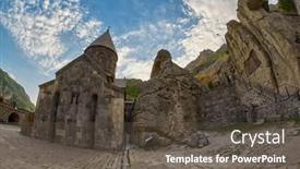  Presentation with mystic - PPT theme enhanced with geghard-monastery-armenia-august-04 background and a dark gray colored foreground