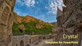  Presentation with mystic - Audience pleasing PPT theme consisting of geghard-monastery-armenia-august-04 backdrop and a tawny brown colored foreground