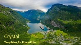  Presentation with beautiful nature - Beautiful PPT theme featuring geiranger-fjord-beautiful-nature-norway backdrop and a tawny brown colored foreground