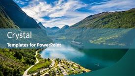  Presentation with beautiful nature - Amazing presentation theme having geiranger-fjord-beautiful-nature-norway backdrop and a teal colored foreground