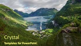 Presentation with beautiful nature - Audience pleasing theme consisting of geiranger-fjord-beautiful-nature-norway backdrop and a tawny brown colored foreground