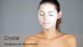  Presentation with makeup - PPT theme with geisha makeup on gray background background and a coral colored foreground