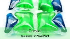  Presentation with detergent powders - PPT theme featuring gel capsules with laundry detergent background and a seafoam green colored foreground