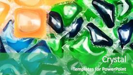  Presentation with liquid detergent - PPT theme enhanced with gel capsules with laundry detergent background and a shamrock green colored foreground