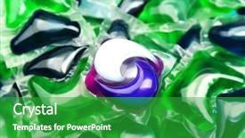  Presentation with liquid detergent - Slide set featuring gel capsules with laundry detergent background and a shamrock green colored foreground