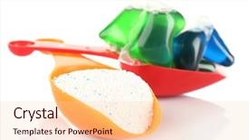  Presentation with detergent powders - Presentation enhanced with gel capsules with laundry detergent background and a lemonade colored foreground