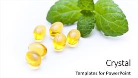  Presentation with capsules - Slide set enhanced with gel vitamin capsules with mint background and a white colored foreground