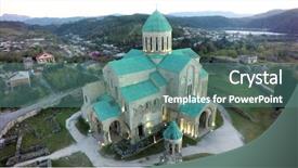  Presentation with sun blue sky and ocean - Amazing presentation having gelati monastery sunset sky kutaisi backdrop and a seafoam green colored foreground