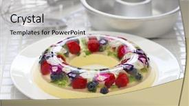  Presentation with jelly - Audience pleasing presentation theme consisting of gelatin - christmas wreath bavarois homemade jelly backdrop and a light gray colored foreground