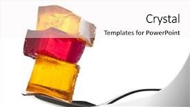  Presentation with jelly - Audience pleasing slide set consisting of colorful fruit jelly on tea spoon isolated on white backdrop and a white colored foreground