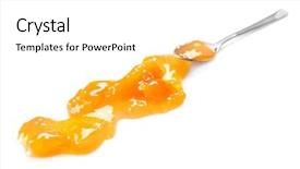  Presentation with jam - Colorful slide set enhanced with canning - spoon with sweet jam backdrop and a white colored foreground