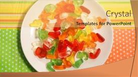  Presentation with alphabet - PPT theme consisting of gelatin candies alphabet background and a yellow colored foreground